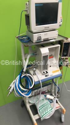 Drager Titus Anaesthesia Machine with Smiths Medical ventiPac Ventilator, Philips IntelliVue MP50 Anaesthesia Monitor, Philips IntelliVue X2 Monitor with Press, Temp, NBP, SPO2 and ECG/ Resp Options and Philips IntelliVue G5-M1019A Gas Module with Water T - 8