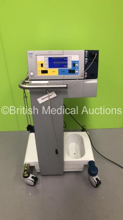 ERBE VIO 200 S Electrosurgical / Diathermy Unit with Footswitch and Electrode Version 1.2.2 (Powers Up - Rear Wheel Loose) *S/N 1103429*