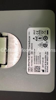 2 x Fujifilm Sonosite HFL50X/15-6 MHz Transducers (1 x Ref.p07693-70 - Mfd 2017 - Damage to Probe Head and Internal Damage - See Photos and 1 x Ref.P07693-10 - Mfd 2014 - See Photo for Airscan) *0482VD - 03XLZN* - 2