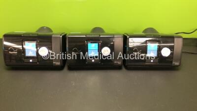 3 x ResMed Airsense 10 Autoset CPAP Units with 3 x AC Power Supplies (All Power Up in Good Condition) *23191527792 - 23191647807 - 23192829457*