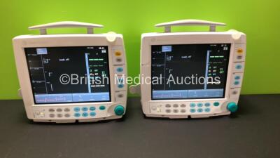 2 x GE Datex-Ohmeda S/5 Type F-FM-00 Patient Monitors *Mfd 2008 - 2007* with 2 x E-PSMP-00 Module with NIBP, T1 T2, P1 P2, SpO2 and ECG Options *Mfd 2008 - 2006* (Both Power Up with Some Casing Damage - See Photos) *