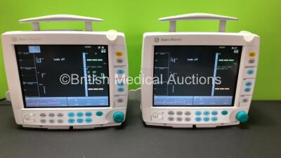 2 x GE Datex-Ohmeda S/5 Type F-FM-00 Patient Monitors *Mfd Both 2006* with 2 x E-PSM-00 Module with NIBP, T1 T2, SpO2 and ECG Options *Mfd 2008 - 2008* (Both Power Up with Some Casing Damage - See Photos) *6457370 - 6457357*