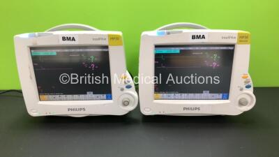 2 x Philips Intellivue MP30 Neonatal Touch Screen Patient Monitors Version C.00.82 (Both Power Up) *Mfd Both 2005* with 2 x Philips M3001A Modules with NBP, SpO2 and ECG/Resp Options