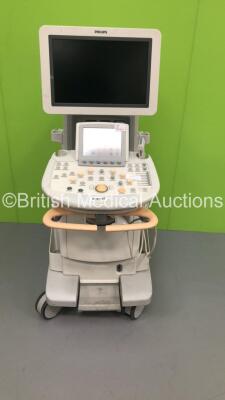 Philips iU22 Flatscreen Ultrasound Scanner with 1 x Transducer/Probe (L12-5) on G Cart (Hard Drive Removed-2 x Cracks to Keyboard-See Photos) * SN B05NMY * * Mfd March 2012 *