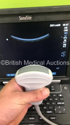 SonoSite Edge Portable Ultrasound Scanner Ref P15000-13 Boot Version 55.80.100.017 ARM Version 55.80.100.017 with 2 x Transducers/Probes (1 x C60x/5-2 * Mfd 2013 * and 1 x HFL38x/13-6 * Mfd 2014 *) on SonoSite Edge Stand (Powers Up-See Photos for Air Scan - 5