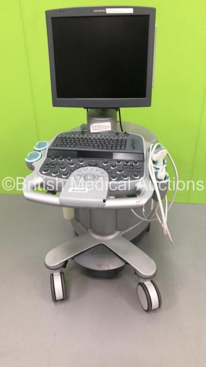 Siemens Acuson S2000 Ultrasound Scanner with 2 x Transducers/Probes (1 x 14L5 * Mfd 2016 * and 1 x 4C1 * Mfd 2004 *) (Hard Drive Removed-1 x Broken Button) * SN 200955 * * Mfd 2009 *