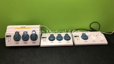 3 x Philips Avalon CTS Fetal Transducer Systems with 3 x Philips US Transducers, 3 x Philips TOCO Transducers and 1 x Philips US Transducer (All Power Up)