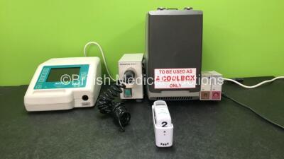 Mixed Lot Including 1 x B & D Nippy ST+ Ventilator (Powers Up with Blank Screen and Missing Air Outlet-See Photo) 1 x Olympus MU-1 Leak Tester with 1 x Olympus Leakage Tester Lead (No Power) 1 x Whelo Cool Box (Untested Duer to No Power Supply) 1 x Braun