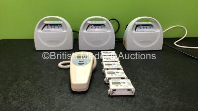 Mixed Lot Including 3 x Kendall SCD Express Pumps (All Power Up) 1 x Welch Allyn Suretemp Thermometer (Untested Due to Possible Flat Batteries) 5 x Fukuda Denshi LX-7120 Model LX-7120 ECG & Respiration Transmitters (All Untested Due to Missing Batteries)