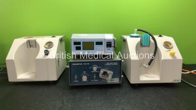 Mixed Lot Including 2 x Eschmann VP25 Suction Units (Both Power Up with Missing Cups) 1 x Olympus CLE-4U Cold Light Supply Unit (Powers Up) 1 x Masimo Set TOSCA 500 Radiometer (Powers Up with Blank Display)