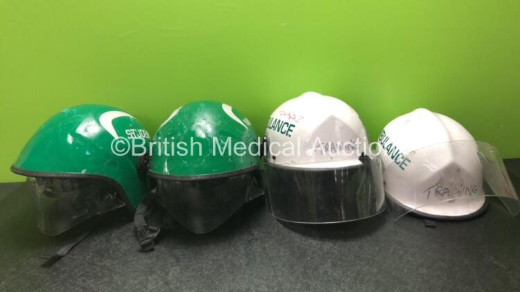 4 x Ambulance Safety Helmets with Visors *All with Scratches*