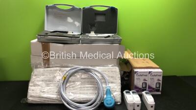 Mixed Lot Including Approximately 150 x Trach Clear Suction Catheters, 1 x Entonox Hose, 2 x Micro CO2 Smoke Check Units, 3 x Braun ThermoScan Thermometers with Based Units and 10 x Code Free Blood Glucose Monitors