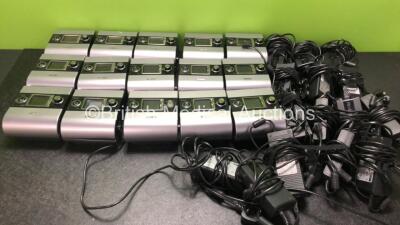 15 x ResMed S9 Escape EPR CPAP Units with 15 x AC Power Supplies (All Power Up, 1 with Damaged Casing, 1 with Missing Dial-See Photo)