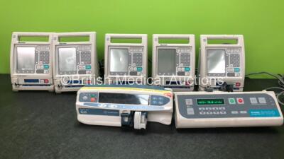 Job Lot of Pumps Including 5 x Baxter Colleague Infusion Pumps (All Power Up) 1 x Graseby 3100 Syringe Pump (Powers Up) 1 x Alaris Plus GH Syringe Pump (Powers Up)