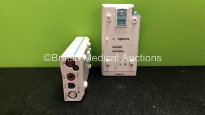 2 x Philips M3001A Modules Including ECG, SpO2, NBP, Temp and Press Options Opt A01C06