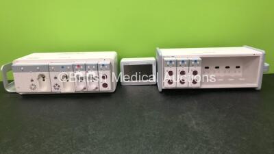 Job Lot Including 1 x Mindray BeneView T1 Patient Monitor Including ECG, SpO2, NIBP, IBP, MP1, T1 and T2 Options (Untested Due to Possible Flat Battery) 2 x Mindray SMR Module Racks, 1 x Mindray AG Module, 3 x Mindray CO2 Modules and 4 x Mindray IBP Modul