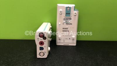 2 x Philips M3001A Opt A01C06 Modules Including ECG, SpO2, NBP, Press and Temp Options *Mfd 02/2007 ,02/2007*