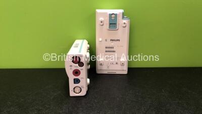 2 x Philips M3001A Opt A01C06 Modules Including ECG, SpO2, NBP, Press and Temp Options *Mfd 02/2007, 02/2007*