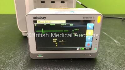 Mindray BeneView T8 Patient Monitor with 1 x Mindray BeneView T1 Patient Monitor Including ECG, SpO2, MP1, IBP, T1, T2 and NIBP Options (Powers Up with Damaged Dial-See Photo) *Mfd 09-2012* *SN FB28000955, CF29112757* - 4