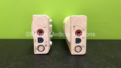 2 x Philips M3001A Opt A01 Modules Including ECG, SpO2 and NBP Options *Mfd 09/2005, 07/2009* (Both with Damaged Casing-See Photos)