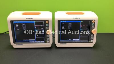 2 x Philips Sure Signs VM4 Patient Monitors Including ECG, SpO2 and NIBP Options *Mfd 2010* (Both Power Up)