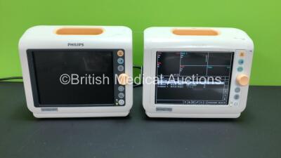 2 x Philips Sure Signs VM4 Patient Monitors Including ECG, SpO2 and NIBP Options *Mfd 2010* (Both Power Up with 1 x Blank Screen)