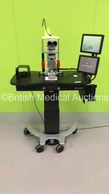 Topcon Pascal Streamline Photocoagulator Laser with 2 x 10x Eyepieces on Table with Heine HK 7000 Light Source and Footswitch (Powers Up with Key-Key Included) * SN 66082611 * * Mfd Nov 2011 *