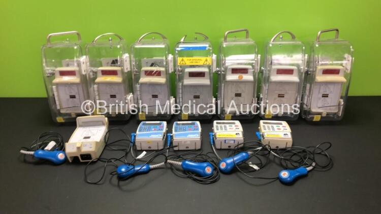 Job Lot Including 4 x BodyGuard Infusion Pumps (2 x McKinley, 2 x CME Medical - All Power Up) with 5 Finger Triggers, 8 x Pump Chargers and 7 x Cases *99997 - B23489 - B49244 - B75173*