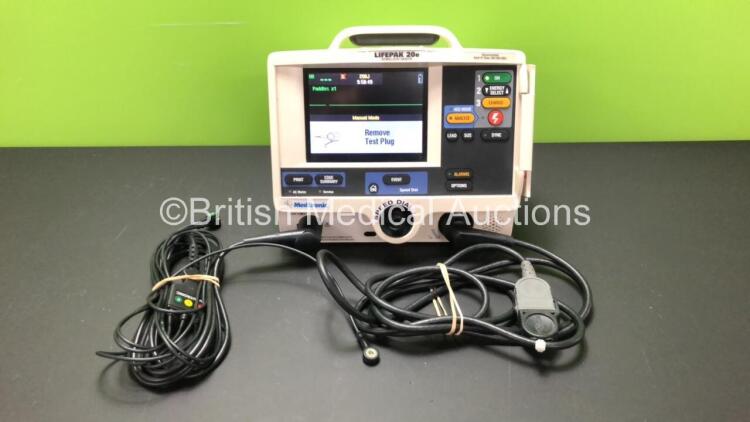 Medtronic Physio Control Lifepak 20e Defibrillator / Monitor with ECG and Printer Options, 1 x ECG Lead and 1 x Paddle Lead *Mfd 2008* (Powers Up) *36321333*