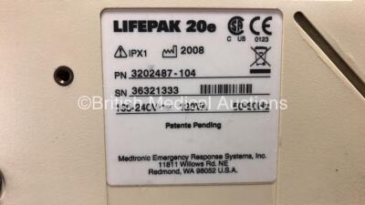 Medtronic Physio Control Lifepak 20e Defibrillator / Monitor with ECG and Printer Options, 1 x ECG Lead and 1 x Paddle Lead *Mfd 2008* (Powers Up) *36321333* - 6