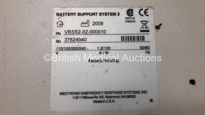 2 x Medtronic Physio Control Battery Support System 2 Charger Units *Mfd 2010 / 2009* (Both Power Up with 1 x Casing Damage - See Photo) *39053250 - 37624940* - 5