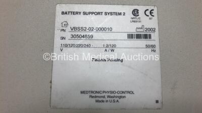 2 x Medtronic Physio Control Battery Support System 2 Charger Units *Mfd 2002 / 2000* (Both Power Up) *30504859 - 12673841* - 5