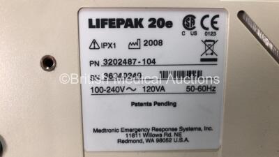 Medtronic Physio Control Lifepak 20e Defibrillator / Monitor with ECG and Printer Options, 1 x ECG Lead and 1 x Paddle Lead *Mfd 2008* (Powers Up) *36340249* - 5