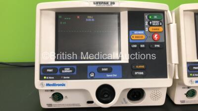 2 x Medtronic Physio Control Lifepak 20 Defibrillator / Monitors with ECG and Printer Options (Both Power Up) *GL* **31809784 - 32914940** - 2