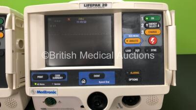 2 x Medtronic Physio Control Lifepak 20 Defibrillator / Monitors with ECG and Printer Options (Both Power Up) *GL* **31809784 - 32914940** - 3