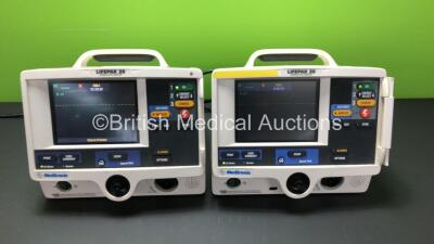 2 x Medtronic Physio Control Lifepak 20 Defibrillator / Monitors with ECG and Printer Options (Both Power Up) *GL* **32920858 - 34171571**
