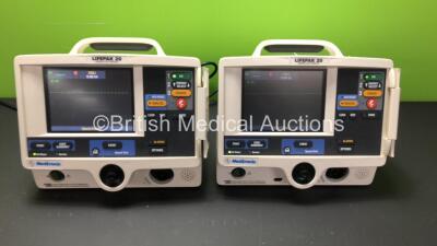 2 x Medtronic Physio Control Lifepak 20 Defibrillator / Monitors with ECG and Printer Options (Both Power Up) *GL* **32920853 - 32905359**