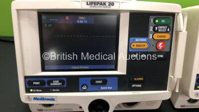 2 x Medtronic Physio Control Lifepak 20 Defibrillator / Monitors with ECG and Printer Options (Both Power Up) *GL* **32910899 - 32910898** - 3