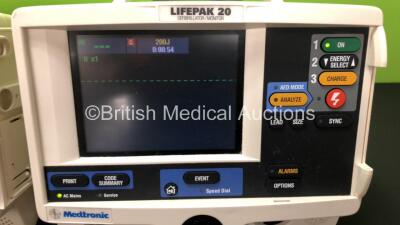 2 x Medtronic Physio Control Lifepak 20 Defibrillator / Monitors with ECG and Printer Options (Both Power Up) *GL* **32920856 - 34003624** - 3