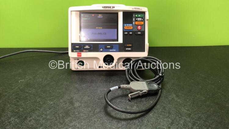 Physio Control Lifepak 20 Defibrillator / Monitor Including ECG and Printer Options with 1 x ECG Trunk Cable (Powers Up with Missing Panel-See Photo) *Mfd 2005* *SN 33892616*