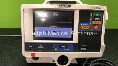 Physio Control Lifepak 20 Defibrillator / Monitor Including ECG and Printer Options with 1 x ECG Trunk Cable (Powers Up with Missing Panel-See Photo) *Mfd 2005* *SN 33892616* - 2