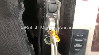 2 x Medtronic Lifepak 12 Biphasic Defibrillators / Monitors Including ECG, SPO2, CO2, NIBP and Printer Options with 2 x SpO2 Finger Sensors, 2 x NIBP Hoses and 4 x Batteries in Carry Cases (Both Power Up) *SN 37807823, 37808485* - 3