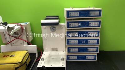 Mixed Lot Including 1 x DL007/33 Lifepak 15 Mounting Bracket with 1 x AD High Pak Charger, 1 x AD Back Pak 12 Mounting Lifepak 12 Mounting Bracket 6 x AD High Pak Chargers, 3 x Multitech MTCDP-H5 Batteries and 2 x Physio Control 6 Lead ECG Leads *1844794 - 3