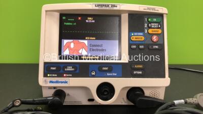 Medtronic Lifepak 20e Defibrillator with ECG and Printer Options with Paddle Lead and 3 Lead ECG Lead *Mfd 2010* (Powers Up with Service Light) - 2