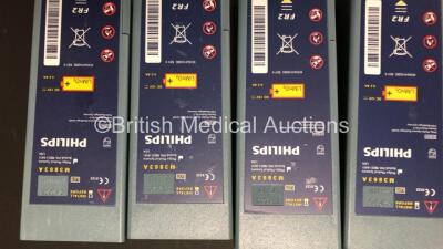 Job Lot Including 1 x Philips FR2+ Defibrillator, 1 x Laerdal FR2 Defibrillator with 4 x Batteries *Install Before 11-2020 - 04-2021 - 05-2020 - 11-2020* and Carry Cases (Both Power Up and Pass Self Test) and 1 x Lifepak AED Trainer with Controller in Car - 4