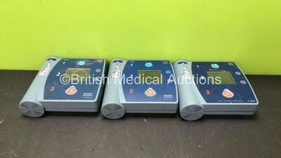 Job Lot Including 2 x Philips FR2+ Defibrillators (1 Powers Up with Error, 1 No Power-See Photo) 1 x Agilent FR2 Defibrillator (Powers Up) 3 x Philips M3863A Batteries *Install Dates 08-2012, 09-2017, 09-2012*