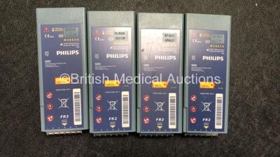 4 x Laerdal Heartstart FR2+ Defibrillators with 4 x Philips M3863A Batteries *Install Dates 06/2025, 05/2020, 07/2021, 08/2020* (All Power Up and Pass Self Tests) *SN 0207225708, 0307227551, 0308272986, 0307227551* - 4