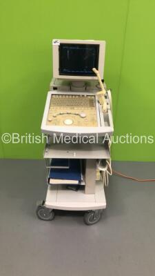 Hitachi EUB-525 Ultrasound Scanner with 2 x Transducers/Probes (1 x EUP-C314T and 1 x EUP-CC331) (Powers Up-Damage to Buttons-See Photos) * SN SE12847801 *