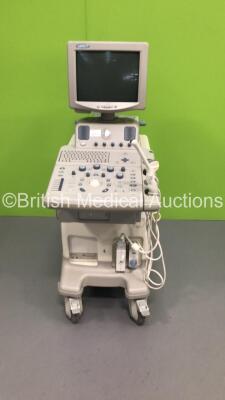 GE Logiq 3 Ultrasound Scanner Ref 2327752 with 2 x Transducers/Probes (1 x E8C * Mfd May 2013 * and 1 x 3.5C * Mfd Jan 2005 *) and Sony Digital Graphic Printer UP-D895MD (Hard Drive Removed) * SN 23589WS5 * * Mfd Jan 2005 *