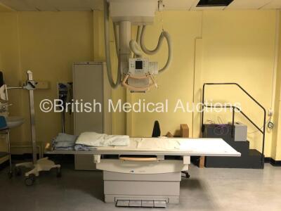 Philips Bucky Diagnost X-Ray Room Including Patient Table, Wall Stand, OTC + 2016 Tube, Ceiling Rails, Console and Optimus 50 Generator. This is a Complete System and has been Professionally De-Installed from a Working Environment. For Further Information